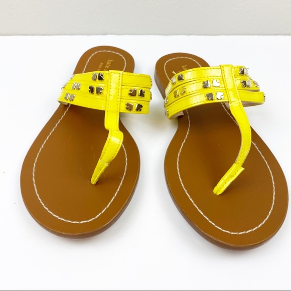Kate Spade Flip-flops Sandals Yellow Sz 7M NWOT - Picture 2 of 3